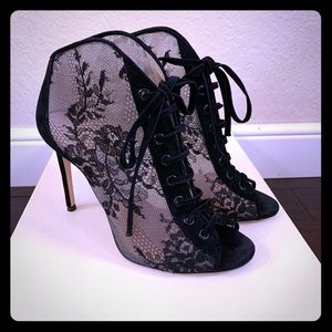 Jimmy Choo Lace Suede Ankle Booties 38.5